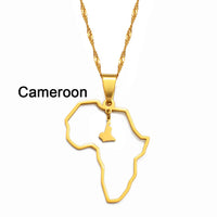 Anniyo Outline Africa Map Pendant Necklace Jewelry Ghana,Nigeria,Congo,Zimbabwe,Liberia,Kenya,Angola,Jamaica,Ethiopia @176921