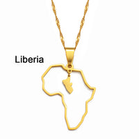 Anniyo Outline Africa Map Pendant Necklace Jewelry Ghana,Nigeria,Congo,Zimbabwe,Liberia,Kenya,Angola,Jamaica,Ethiopia @176921