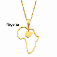 Anniyo Outline Africa Map Pendant Necklace Jewelry Ghana,Nigeria,Congo,Zimbabwe,Liberia,Kenya,Angola,Jamaica,Ethiopia @176921