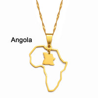 Anniyo Outline Africa Map Pendant Necklace Jewelry Ghana,Nigeria,Congo,Zimbabwe,Liberia,Kenya,Angola,Jamaica,Ethiopia @176921