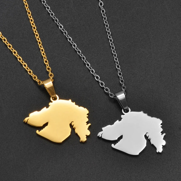 Anniyo Gujarat State of India Pendant Necklaces Jewelry Stainless Steel #351001