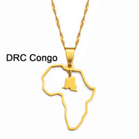 Anniyo Outline Africa Map Pendant Necklace Jewelry Ghana,Nigeria,Congo,Zimbabwe,Liberia,Kenya,Angola,Jamaica,Ethiopia @176921