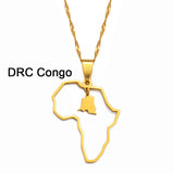 Anniyo Outline Africa Map Pendant Necklace Jewelry Ghana,Nigeria,Congo,Zimbabwe,Liberia,Kenya,Angola,Jamaica,Ethiopia @176921