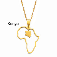 Anniyo Outline Africa Map Pendant Necklace Jewelry Ghana,Nigeria,Congo,Zimbabwe,Liberia,Kenya,Angola,Jamaica,Ethiopia @176921