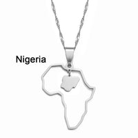 Anniyo Outline Africa Map Pendant Necklace Jewelry Ghana,Nigeria,Congo,Zimbabwe,Liberia,Kenya,Angola,Jamaica,Ethiopia @176921