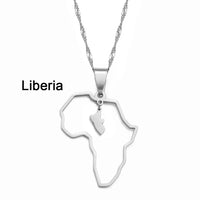 Anniyo Outline Africa Map Pendant Necklace Jewelry Ghana,Nigeria,Congo,Zimbabwe,Liberia,Kenya,Angola,Jamaica,Ethiopia @176921