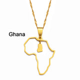 Anniyo Outline Africa Map Pendant Necklace Jewelry Ghana,Nigeria,Congo,Zimbabwe,Liberia,Kenya,Angola,Jamaica,Ethiopia @176921