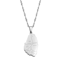 Anniyo ST. Vincent Map and City Name Pendant Necklaces Saint Vincent Maps Jewelry #248621