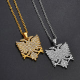 Anniyo Albania Eagle Pendant Necklaces Gold Plated and silver-plated Jewelry Ethnic for Women Men #314306
