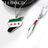 YILUOCD Stainless Steel Map of Syria Pendant Necklace Palestine and Syrian Drip Oil Map Necklace for Women Geography Jewelry