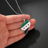 YILUOCD Stainless Steel Map of Syria Pendant Necklace Palestine and Syrian Drip Oil Map Necklace for Women Geography Jewelry