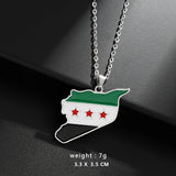 YILUOCD Stainless Steel Map of Syria Pendant Necklace Palestine and Syrian Drip Oil Map Necklace for Women Geography Jewelry