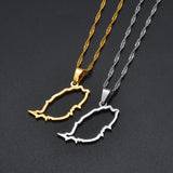 Anniyo Outline Grenada Island Map Pendant Necklaces Women Girls Silver Color/Gold Color Windward Islands Jewelry #264321