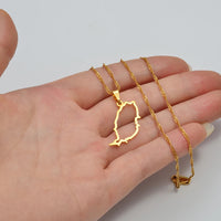 Anniyo Outline Grenada Island Map Pendant Necklaces Women Girls Silver Color/Gold Color Windward Islands Jewelry #264321