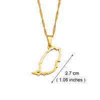 Anniyo Outline Grenada Island Map Pendant Necklaces Women Girls Silver Color/Gold Color Windward Islands Jewelry #264321