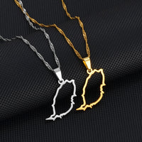 Anniyo Outline Grenada Island Map Pendant Necklaces Women Girls Silver Color/Gold Color Windward Islands Jewelry #264321