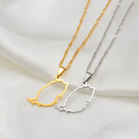Anniyo Outline Grenada Island Map Pendant Necklaces Women Girls Silver Color/Gold Color Windward Islands Jewelry #264321