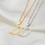 Anniyo Outline Grenada Island Map Pendant Necklaces Women Girls Silver Color/Gold Color Windward Islands Jewelry #264321