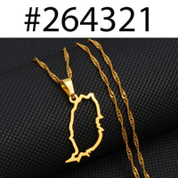 Anniyo Outline Grenada Island Map Pendant Necklaces Women Girls Silver Color/Gold Color Windward Islands Jewelry #264321