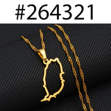 Anniyo Outline Grenada Island Map Pendant Necklaces Women Girls Silver Color/Gold Color Windward Islands Jewelry #264321
