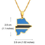 Anniyo Botswana Map Flag Pendant Necklaces Gold Color African Maps Jewelry Ethnic s #166521