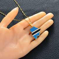 Anniyo Botswana Map Flag Pendant Necklaces Gold Color African Maps Jewelry Ethnic s #166521