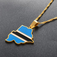 Anniyo Botswana Map Flag Pendant Necklaces Gold Color African Maps Jewelry Ethnic s #166521