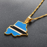 Anniyo Botswana Map Flag Pendant Necklaces Gold Color African Maps Jewelry Ethnic s #166521