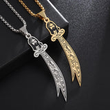 Sword of Imam Ali Muslim Stainless Steel Pendant Islamic Amulet Necklace Religious Lucky Jewelry Gift for Men and Women