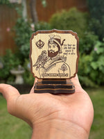 Wooden Car Stand Sikh Gurus Baba Deep Singh Ji Desktop Decor Display Khalsa ZZZ4