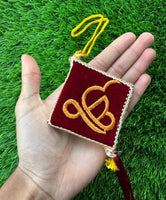 Sikh Car Hanger Maroon Ik Onkar Khanda Kite Singh Kaur Car Mirror Hanger Embroided CONV1