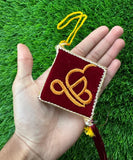 Sikh Car Hanger Maroon Ik Onkar Khanda Kite Singh Kaur Car Mirror Hanger Embroided CONV1