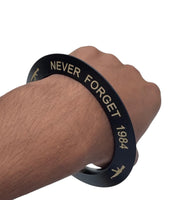 Sikh Sarbloh Kara Pure Iron Black Bangle 2% Wale Never Forget 84 Chakri Kada I21