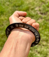 Sikh Sarbloh Kara Black Pure Iron Deg Tegh Fateh Panth Ki Jeet Khalsa Kada I25R