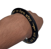 Sikh Sarbloh Kara Pure Iron Black Bangle Har Maidan Fateh Chakri Khalsa Kada I23