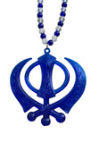 Sikh Khanda Hanger for Car Rear Mirror Blue Pendant Punjabi Kaur Singh Mala RRQ Acrylic Matching beads Evil Eye Protection Nazar Shield