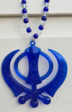 Sikh Khanda Hanger for Car Rear Mirror Blue Pendant Punjabi Kaur Singh Mala RRQ Acrylic Matching beads Evil Eye Protection Nazar Shield