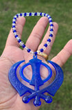 Sikh Khanda Hanger for Car Rear Mirror Blue Pendant Punjabi Kaur Singh Mala RRQ Acrylic Matching beads Evil Eye Protection Nazar Shield