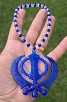 Sikh Khanda Hanger for Car Rear Mirror Blue Pendant Punjabi Kaur Singh Mala RRQ Acrylic Matching beads Evil Eye Protection Nazar Shield