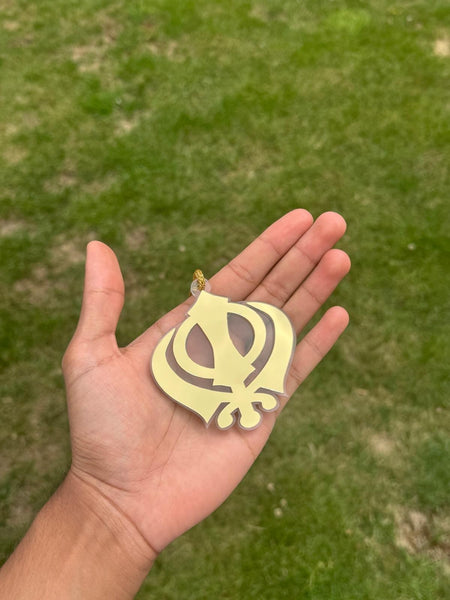 Sikh Khanda Hanger Car Rear Mirror Punjabi Golden Pendant Singh Kaur Khalsa ZZZ9