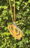 Sikh Khanda Hanger Car Rear Mirror Punjabi Golden Pendant Singh Kaur Khalsa ZZZ9
