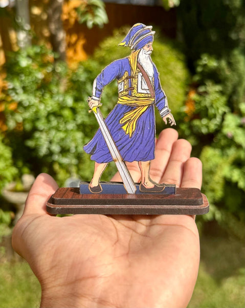 Wooden Car Stand Baba Deep Singh Ji Desktop Home Decor Display Sikh Khalsa ZZZ14