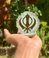 Sikh Khanda Stand Desktop Car Home Decor Singh Kaur Khalsa Punjabi Display ZZZ12