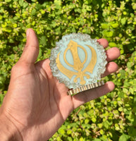 Sikh Khanda Stand Desktop Car Home Decor Singh Kaur Khalsa Punjabi Display ZZZ12