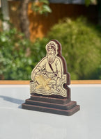 Sikh Desktop Stand Baba Deep Singh Shaheed Ji Wood Carved Photo Portrait ZZZ15