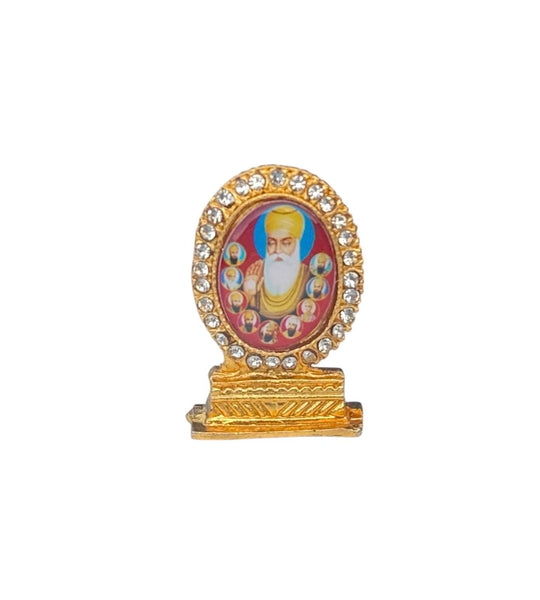 Sikh Guru Nanak Ten Gurus Stand Gold Plated Desktop Car Dashboard Mantle Piece U
