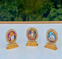 Sikh Dashboard Stand Gold Plated Gems Sikh Gurus Baba Deep Singh Ji Car Display UU4R