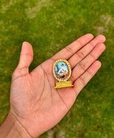 Sikh Dashboard Stand Gold Plated Gems Sikh Gurus Baba Deep Singh Ji Car Display UU4R