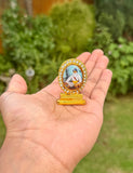 Sikh Dashboard Stand Gold Plated Gems Sikh Gurus Baba Deep Singh Ji Car Display UU4R