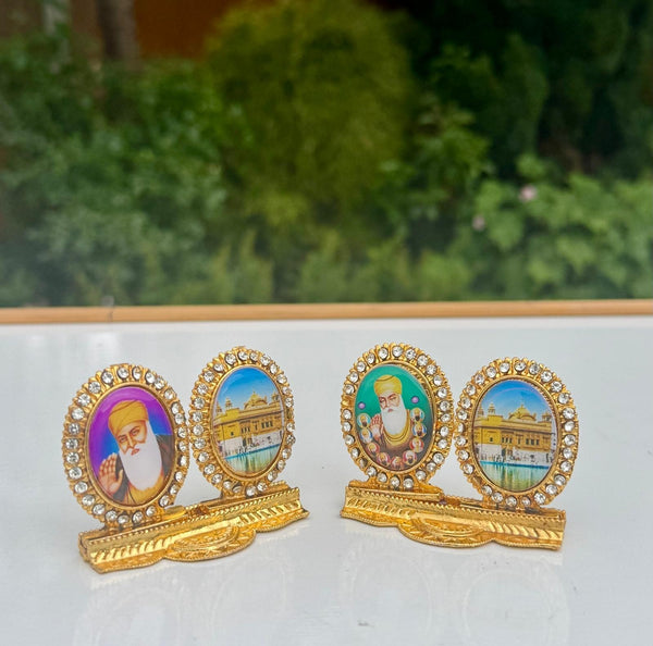 Sikh Dashboard Stand Golden Gems Baba Nanak Ji Harmandir Sahib 2in1 Dual Display Darbar Sahib Amritsar Baba Nanak Ten Gurus Car Stand Luck